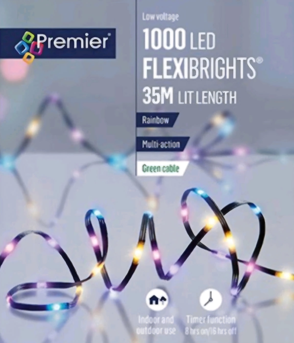 Premier 1000 LED Multi-Action Soft Flexibrights Christmas Lights Multicoloured