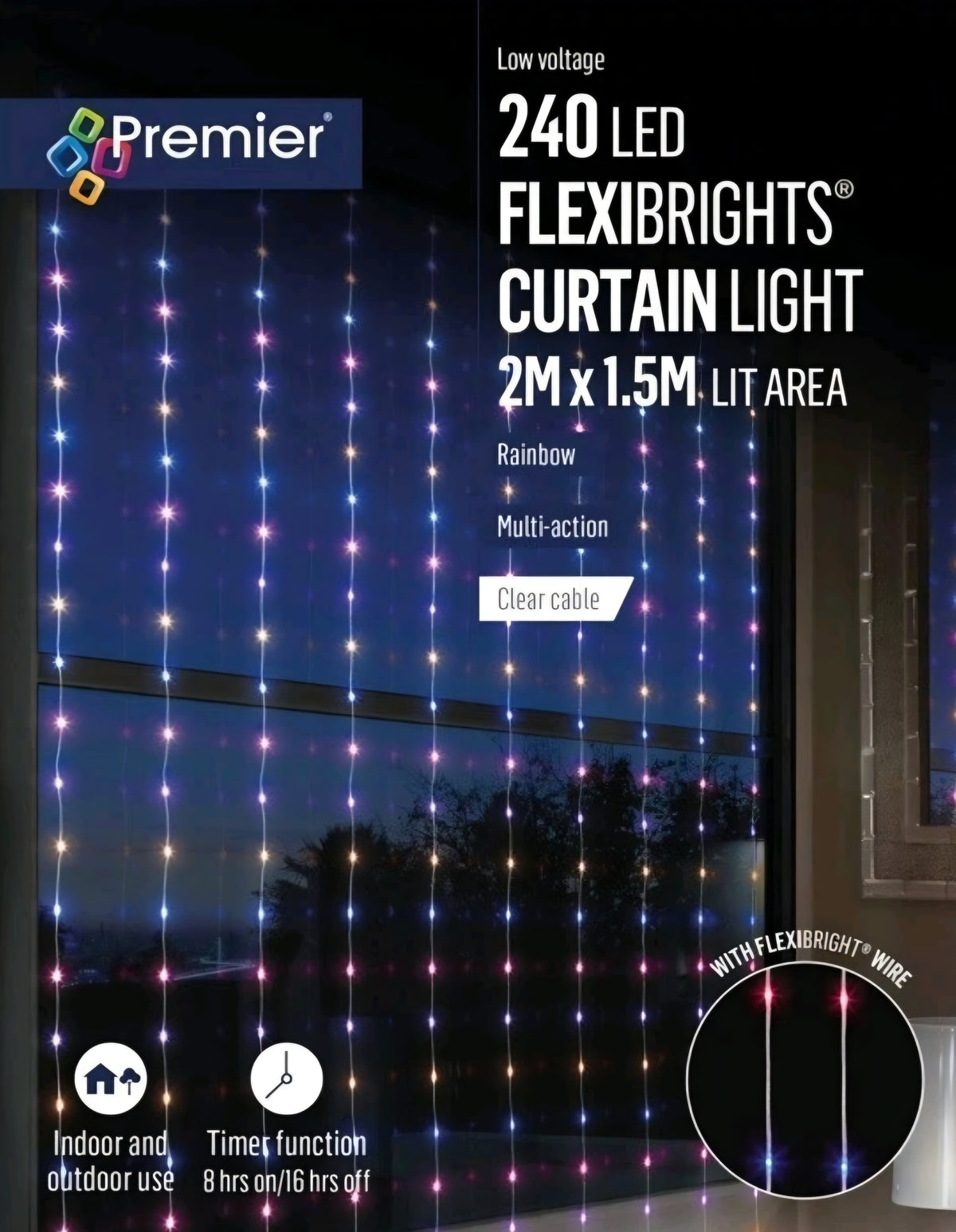 Premier 240 LED Christmas Flexibrights Curtain Multicoloured