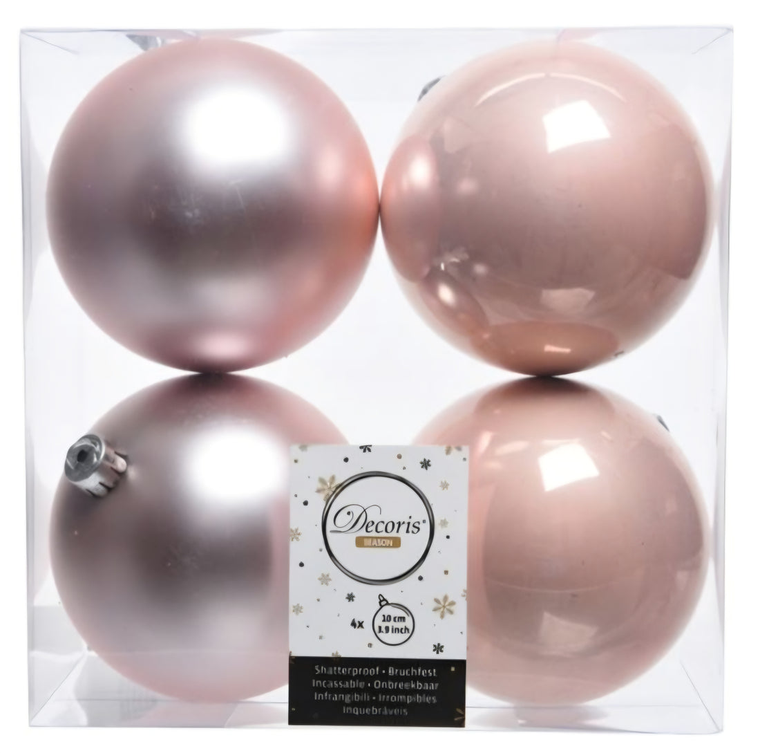 Kaemingk 10cm Christmas Baubles Plain Pink 4PK