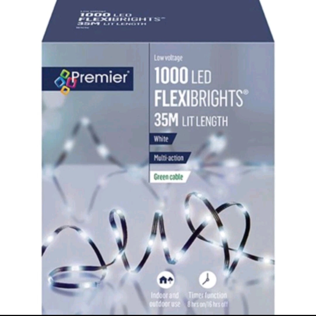 Premier 1000 LED Multi-Action Soft Flexibrights Christmas Lights White